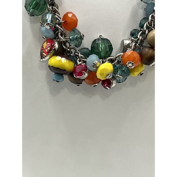 Betsey Johnson Betseyville Multicolor Beaded Cluster Owl Charm Heart Necklace - Picture 3 of 13